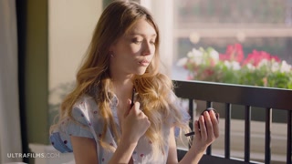 ULTRAFILMS Mila Azul using her make up accessory as a sex toy