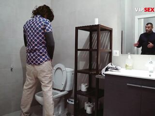Skinny Dude Gets His Butt Wrecked Doggy Style in the Bath by a Brawny Chap Who Won't Stop Banging Him