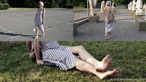 Beautiful blonde Anastasia walks barefoot in the hot summer city (Full with 21% discount) #20230225