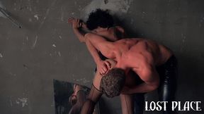 stranger fisting stacy bloom in leather dress outdoor - reconstruction of lost place