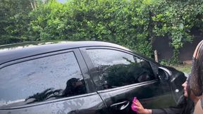 Beautiful Latinas Wash Her Car and Ends up Fucking, Threesome of Latinas Fucking and Fucking Her Pussy, Jessica Osorio