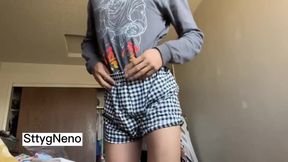Gay tease 18 year old girlfriend fucks her tight virgin pussy raw big cock