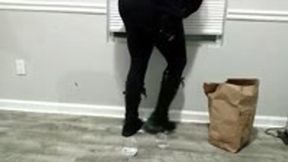 Making Big Mess Crushing Food in Sexy Boots