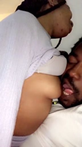 Tits worship lol he loves my boobs watch his tongue all over me