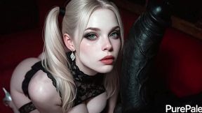 this pale goth bitch chained herself to the bed and begged to have her pussy destroyed [ai]