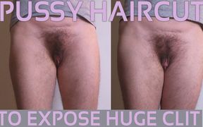 Pussy hair cut to expose huge ftm clit when standing