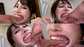 Tsubaki Hanai - A cute girl bites a man's finger with all her might while exposing her back teeth with a hook at the corner of her mouth - MOV