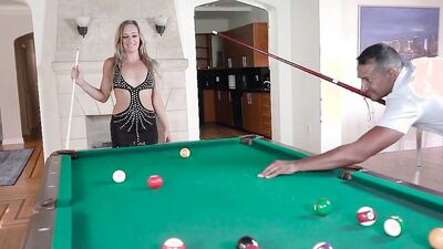 Blonde MILF loses pool game and now she must give some pussy