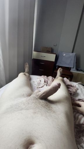 Hung Turkish guy edging slowly in bed - BigPonyGuy