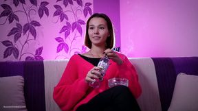 Sexy Russian Muse Smoking Cigarette Soft Daylight