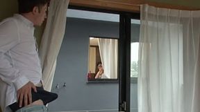 Peeping at the sexy lady next door as she changes,Part1. Japanese amateur.
