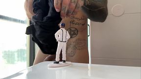 Giant plays with tiny human, lets him smell it and devours him after spilling his milk on his face