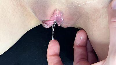 Squirting Orgasm and fingering dripping wet juicy pussy teen 18yo close up