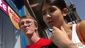 Nerd cuckold bf watching his petite gf being fucked by me after I gave them some cash