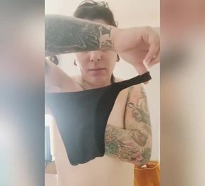 Putting on clothes to stay at home after taking a shower