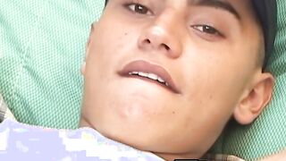 Ass play and solo masturbation make young latino jizz hard