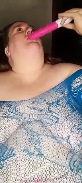 TheLady deep throating a vibrator
