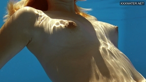 Tiny boobs blonde beautiful babe Sofie Otis swimming naked