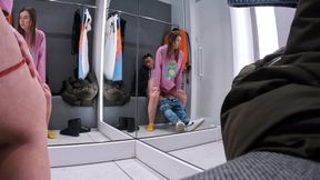 Public Sex in the Mall - Blowjob in the Locker Room