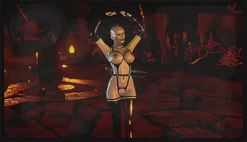 Seductive Gothic Mistress in BDSM Attire Dances Solo