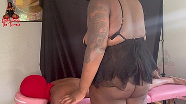 Ebony BBW Gives Massage and Gets Happy Ending
