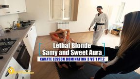 Lethal Blonde, Samy and Sweet Aura karate lesson domination 3 VS 1 (second and final part)
