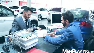 Dani Robles greets his customer Joe Gillis with his veiny meat