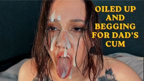 POV: Stepdaughter Seduces Father with Oil, Realistic Dildo Blowjob and Creampie — Lingerie and Stockings