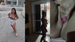 se exibindo em publico pela praia