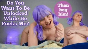 Do You Want To Be Unlocked While He Fucks Me? - Beg her boyfriend to be released from chastity while they cuckold you! - Female Domination, Femdom POV, Cuckolding, Verbal Humiliation, Face Sitting, Fucking with Mistress Mystique Hoops - MP4