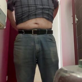 Public Restroom Strip and Cum at University