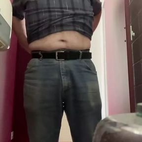 Public Restroom Strip and Cum at University