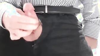 Daddy with small cock jerks off at work and shoots big load