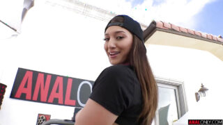 POV creampie in teen Bella Rolland’s tight ass with her big natural tits bouncing