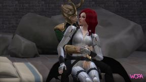 Redhead African Widow dominates Loki in fierce BDSM parody