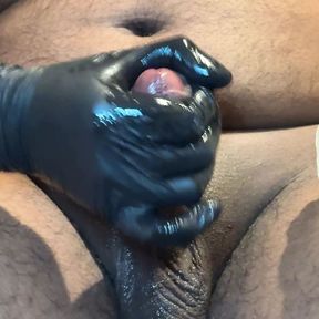 Playing with My Uncut Cock While Wearing Latex