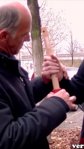 German old housewife flirts on the street and gets fucked   Clip 1