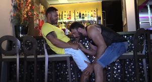Bearded man gives a blowjob and fucks a t otal hunk
