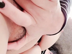 Glamour babe with big boobs masturbates in lingerie