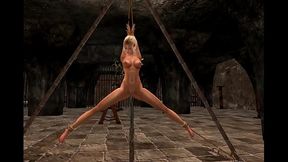 Bound anime babes in a dark BDSM dungeon