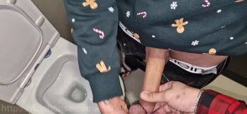 Mall Hunk Gags on BWC Handjob Cum Flood Destroyed