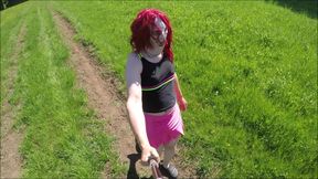 walk with my pink dress. I end up with a big ejaculation on my top