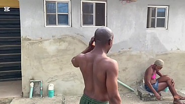 A neighborhood slut who loves big cocks gets her big ass fucked doggy style...