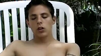 Young man goes outside for some solo cock stroking action