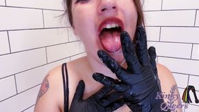 Self Spit Exam - A Glove & Spit Fetish Scene Starring Gigi Moons