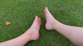 Barefoot on Bright Green Grass — Playful Feet POV Outdoor Escape