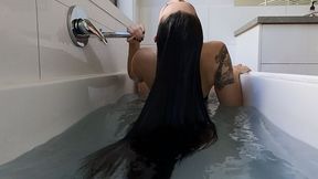 Long Wet Hair Dunking in Bathtub Swimsuit Goth Girl - Electra Sirena (taken from Gothic Bathtub Experience)