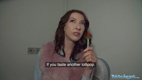Public Porn Chanel Kiss sucks cock before being bent over in public toilets for sex
