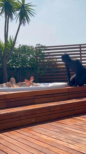 Teasing and cooking my slave under the sun