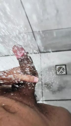 Man masturbates in the bathroom